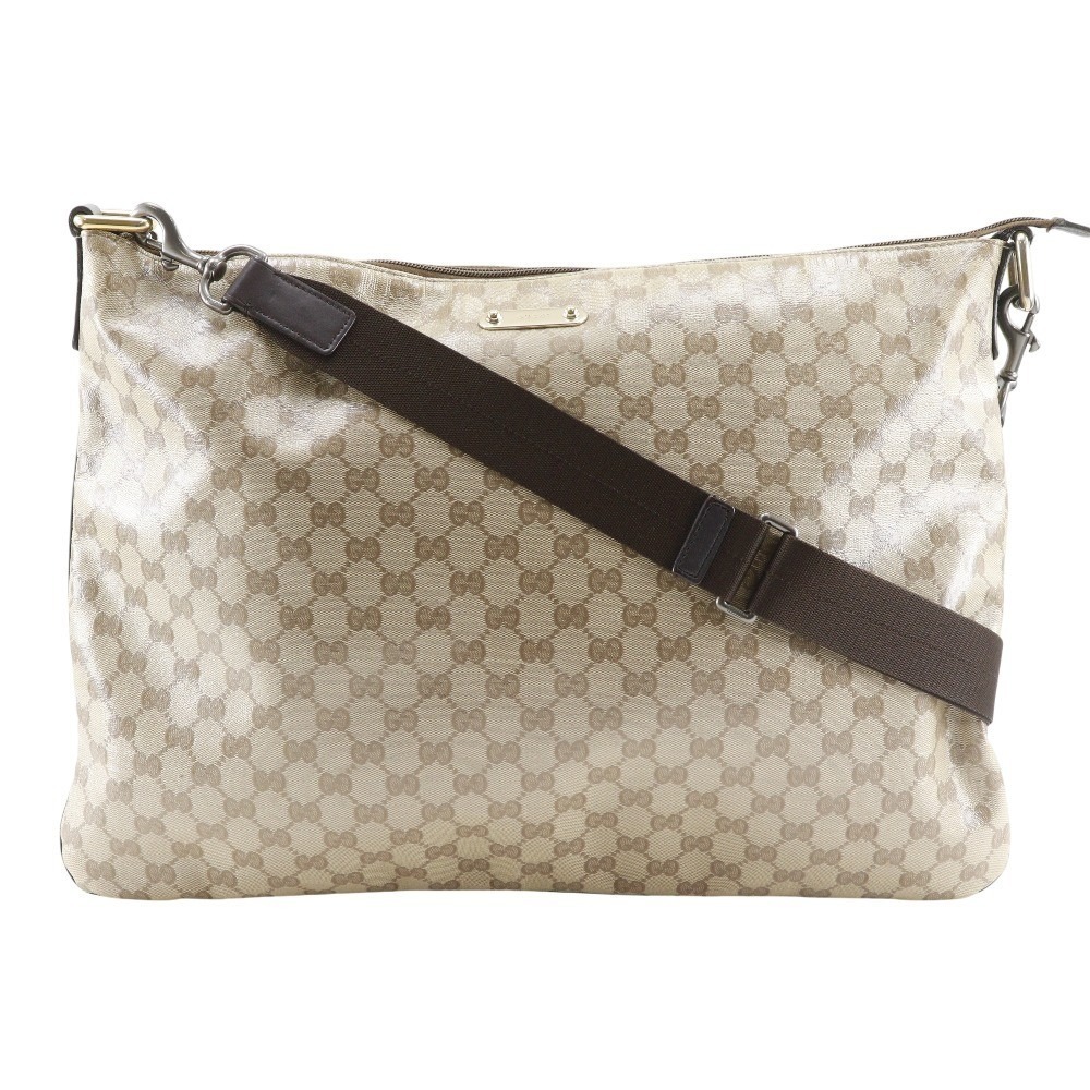 GUCCI GG Crystal Shoulder Bag Beige